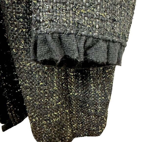 Caroline Rose Evening Jacket Plus Size 2X Black Gold Tweed Long Duster Blazer - Picture 8 of 13